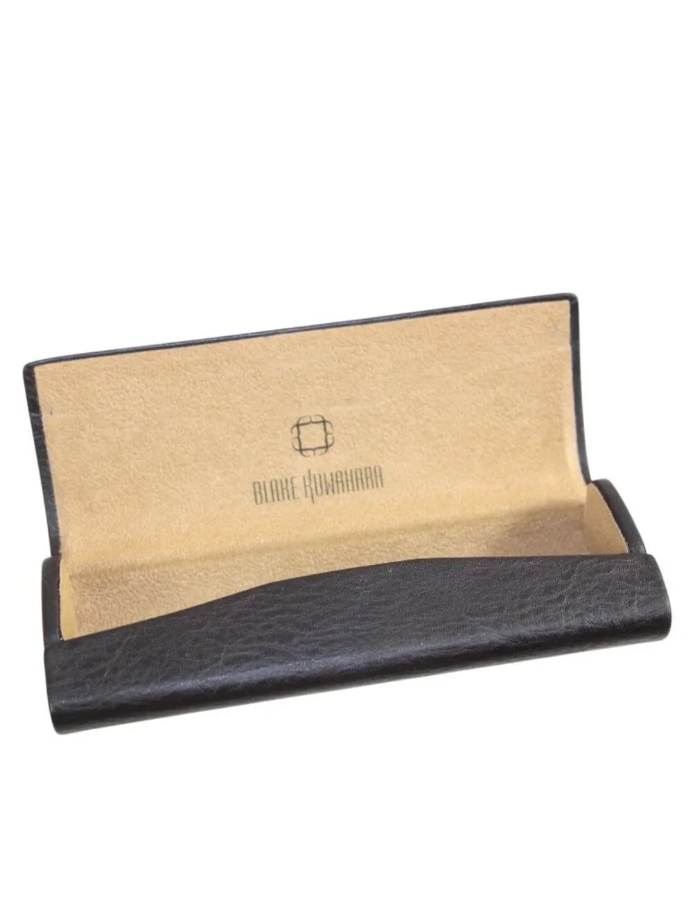 Blake Kuwahara Brown Leather Hard Eyeglass Case EUC